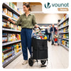 2 Räder Einkaufstrolley Klappbar mit 58L Wasserdichter Tasche, Schwarz - vuunot.com