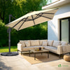 Ampelschirm  300 cm , Sonnenschirmmit Abdeckung, 360° Drehbar & 6 Neigbar, Beige - vuunot.com