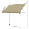 Klemmmarkise mit Handkurbel ohne Bohren 250 cm breit Beige - vuunot.com