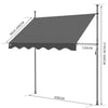 Klemmmarkise mit Handkurbel ohne Bohren 300 cm breit Grau - vuunot.com