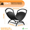 Metall Kaminholzregal, X-förmiges Brennholzregal mit stabilem Sockel und Griff 40,5 x 32 x 33 cm, Schwarz - vuunot.com