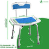 Duschstuhl mit Rückenlehne, ergonomischer Duschhocker für Senioren, höhenverstellbar 70–83cm, Blau - vuunot.com