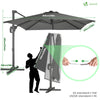Ampelschirm  300 cm , Sonnenschirmmit Abdeckung, 360° Drehbar & 6 Neigbar, Grau - vuunot.com