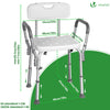 Duschstuhl mit Rückenlehne & Armlehnen, ergonomischer Duschhocker für Senioren, höhenverstellbar 71–83.5cm,Weiß - vuunot.com