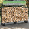 Kaminholzregal Aussen aus Metall mit wasserdichte Abdeckung, 200x116x26 cm, Schwarz - vuunot.com