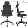 Bürostuhl ergonomisch, Schreibtischstuhl mit Einstellbarer Kopfstütze Schwarz - vuunot.com