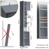 Badezimmerschrank Hoch mit 2 Türen und 1 Schublade, Badschrank Schmal, Badezimmer Hochschrank, 20x20x180cm, Grau - vuunot.com