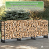 Kaminholzregal Aussen aus Metall mit wasserdichte Abdeckung, 300x116x26 cm Schwarz - vuunot.com
