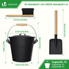 Ascheeimer mit Deckel Feuerfest Metall Kohleeimer 5L mit Schaufel und Handbesen , Schwarz - vuunot.com