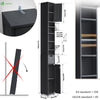 Badezimmerschrank Hoch mit 2 Türen und 1 Schublade, Badschrank Schmal, Badezimmer Hochschrank, 20x20x180cm, Schwarz - vuunot.com