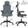 Bürostuhl ergonomisch, Schreibtischstuhl mit Einstellbarer Kopfstütze Grau - vuunot.com