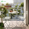 Bistroset 3-teilig, Klappbar Bistrotisch mit 2 Stühlen, Gartenmöbel Set Balkonset Gartengarnitur, Sitzgruppe Metall, Bistro Set Outdoor, Weiß - vuunot.com