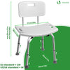 Duschstuhl mit Rückenlehne, ergonomischer Duschhocker für Senioren, höhenverstellbar 70–83cm, Weiß - vuunot.com