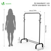 Metall Kleiderständer ,Kleiderstange Garderobenständer mit Schuhregal und 8 seitlichen Haken 110x41x150cm Schwarz - vuunot.com