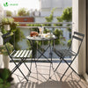 Bistroset 3-teilig, Klappbar Bistrotisch mit 2 Stühlen, Gartenmöbel Set Balkonset Gartengarnitur, Sitzgruppe Metall, Bistro Set Outdoor, Grau - vuunot.com