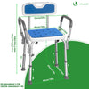 Duschstuhl mit Rückenlehne & Armlehnen, ergonomischer Duschhocker für Senioren, höhenverstellbar 71–83.5cm,Blau - vuunot.com