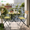 Bistroset 3-teilig, Klappbar Bistrotisch mit 2 Stühlen, Gartenmöbel Set Balkonset Gartengarnitur, Sitzgruppe Metall, Bistro Set Outdoor, Holz - vuunot.com