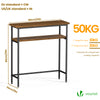 Schmaler Konsolentisch mit 2 Ablagen, Flurtisch aus Metall und MDF, Industrie-design 75×24×75 cm, Braun - vuunot.com