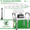 Duschstuhl mit Rückenlehne & Armlehnen, ergonomischer Duschhocker für Senioren, höhenverstellbar 71–83.5cm,Weiß - vuunot.com