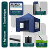 Verstärktes Pavillon 3x3m, Wasserdichter Faltpavillon mit 4 Seitenteilen&Sandsäcke Blau - vuunot.com