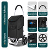 2 Räder Einkaufstrolley Klappbar mit 58L Wasserdichter Tasche, Schwarz - vuunot.com