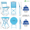 Bistroset 3-teilig, Klappbar Bistrotisch mit 2 Stühlen, Gartenmöbel Set Balkonset Gartengarnitur, Sitzgruppe Metall, Bistro Set Outdoor, Blau - vuunot.com