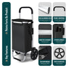 2 Räder Einkaufstrolley Klappbar mit 50L Wasserdichter & Kühlfach, Schwarz - vuunot.com