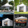 Pavillon 3x3m, Wasserdichter Faltpavillon, Faltbar Partyzelt mit 4 Seitenteilen, 4 Sandsäcke, Weiß - vuunot.com