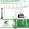 Duschstuhl mit Rückenlehne, ergonomischer Duschhocker für Senioren, höhenverstellbar 70–83cm, Weiß - vuunot.com