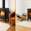 Metall Kaminholzregal, X-förmiges Brennholzregal mit stabilem Sockel und Griff 40,5 x 32 x 33 cm, Schwarz - vuunot.com