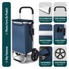 2 Räder Einkaufstrolley Klappbar mit 50L Wasserdichter & Kühlfach, Marineblau - vuunot.com