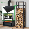 Verstellbare Kaminholzregal 45 x 32 x 170 cm, 3 Größen Einstellbar, mit integrierter Ablage ,Schwarz - vuunot.com