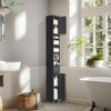 Badezimmerschrank Hoch mit 2 Türen und 1 Schublade, Badschrank Schmal, Badezimmer Hochschrank, 20x20x180cm, Schwarz - vuunot.com