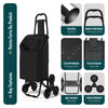 Einkaufstrolley Klappbar mit 6 Räder, Treppensteiger 32L, Schwarz - vuunot.com