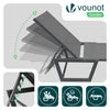 Sonnenliege Gartenliege aus Aluminium und Textilene 190x62x31cm Grau - vuunot.com
