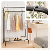 Metall Doppelt Kleiderständer mit Schuhregal und 4 Haken 108x58x146cm Schwarz - vuunot.com