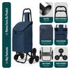 2 in 1 Einkaufstrolley Klappbar Treppensteiger Marineblau - vuunot.com