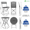 Bistroset 3-teilig, Klappbar Bistrotisch mit 2 Stühlen, Gartenmöbel Set Balkonset Gartengarnitur, Sitzgruppe Metall, Bistro Set Outdoor, Grau - vuunot.com