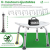 Duschhocker höhenverstellbar 38–52cm, ergonomischer Duschstuhl für Senioren, Weiß - vuunot.com