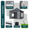 Verstärktes Pavillon 3x3m, Wasserdichter Faltpavillon mit 4 Seitenteilen&Sandsäcke Grau - vuunot.com