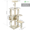 Kratzbaum Groß für Katzen, Katzenbaum mit Sisalstamm, 138cm, Beige - vuunot.com