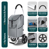 2 Räder Einkaufstrolley Klappbar mit 58L Wasserdichter Tasche, Grau - vuunot.com