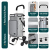 Aluminium Einkaufstrolley Treppensteiger, Trolly Einkaufswagen Klappbar mit Haken 6 Räder, Grau - vuunot.com