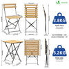 Bistroset 3-teilig, Klappbar Bistrotisch mit 2 Stühlen, Gartenmöbel Set Balkonset Gartengarnitur, Sitzgruppe Metall, Bistro Set Outdoor, Holz - vuunot.com