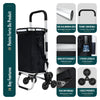 Aluminium Einkaufstrolley Treppensteiger, Trolly Einkaufswagen Klappbar, mit 6 Räder und Kühlfach, Wasserdicht, 50L, Schwarz - vuunot.com