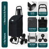 Einkaufstrolley Treppensteiger, Hackenporsche Einkaufswagen mit 3 Räder, Wasserdichter, 32L, Schwarz - vuunot.com