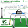 Duschhocker höhenverstellbar 38–52cm, ergonomischer Duschstuhl für Senioren, Blau - vuunot.com