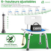 Duschstuhl mit Rückenlehne, ergonomischer Duschhocker für Senioren, höhenverstellbar 70–83cm, Blau - vuunot.com