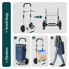2 Räder Einkaufstrolley Klappbar mit 50L Wasserdichter & Kühlfach, Marineblau - vuunot.com