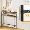 Schmaler Konsolentisch mit 2 Ablagen, Flurtisch aus Metall und MDF, Industrie-design 75×24×75 cm, Braun - vuunot.com